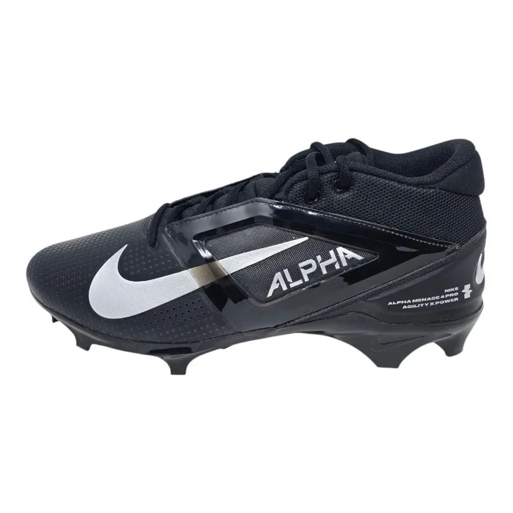 Nike Alpha Menace 4 Pro Black Football Cleats Mens Size 12 FD7037-002 NEW